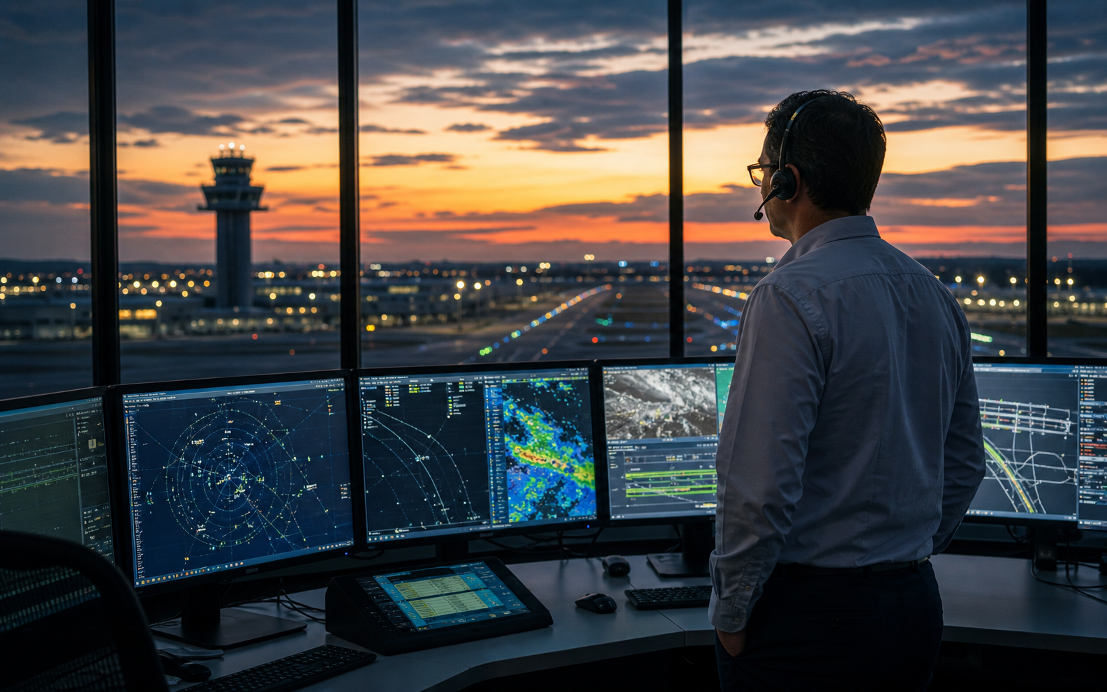 Remote ATC center with operational surveillance video wall